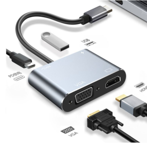 تبديل TYPE-C TO HDMI+USB+TYPE-C+VGA كمبو